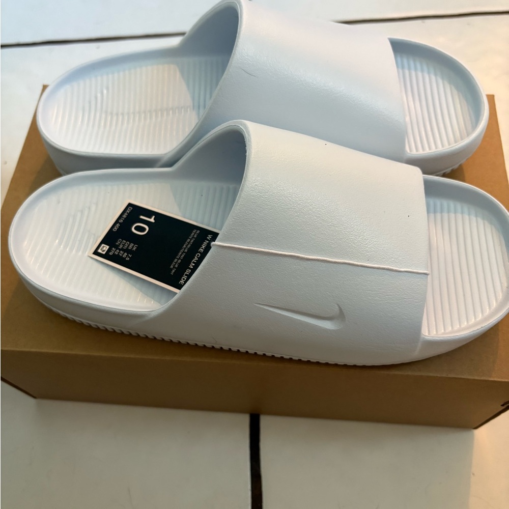 New Nike Women’s Blue Tint Calm Slides Size 10